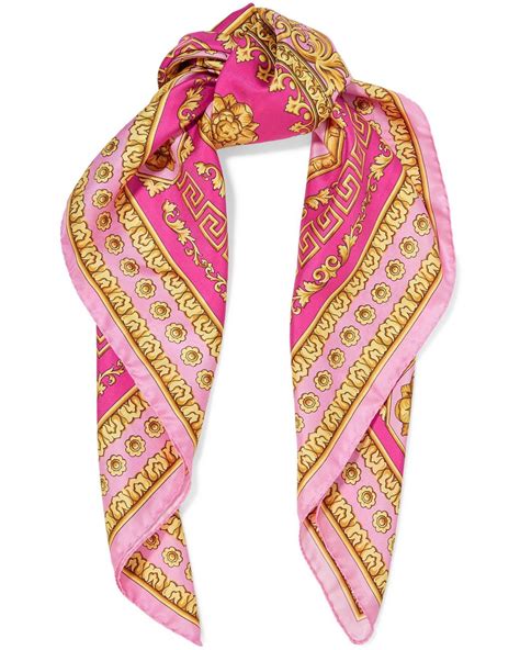 versace scarf pink|Versace printed silk scarf.